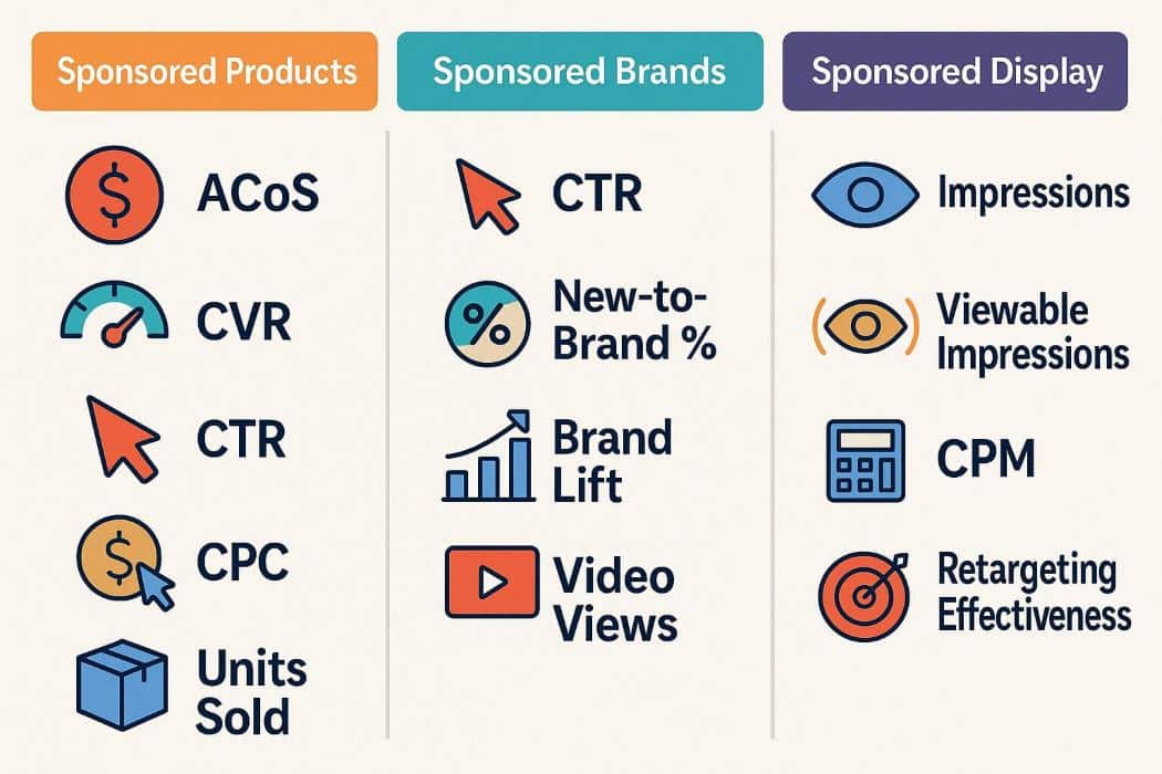 a visual of ppc ad performance metrics including... How to Evaluate Amazon PPC Ad Campaign Performance