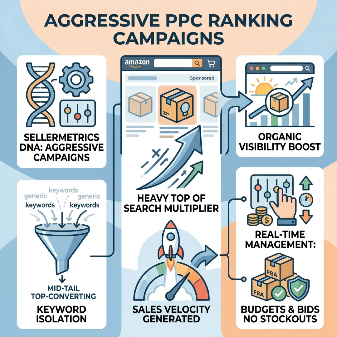 Infographical Image of Aggressive PPC Ranking Campaigns